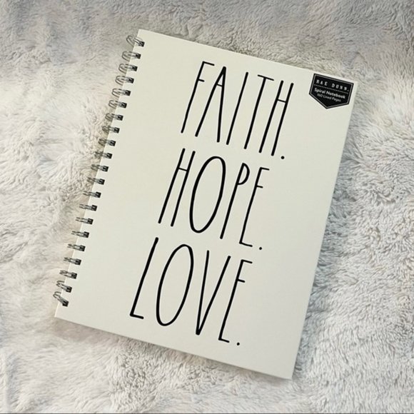 🌼Rae Dunn “FAITH HOPE LOVE” Large Spiral Notebook LL Farmhouse Journal NWT - Picture 8 of 10